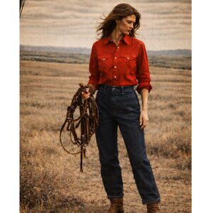 Vintage Ralph Lauren Western Wear Pearl Snap Red Yoked Shirt